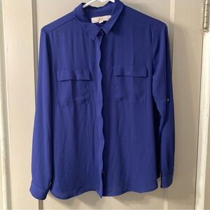 LOFT Petite Blue Button-Up Blouse